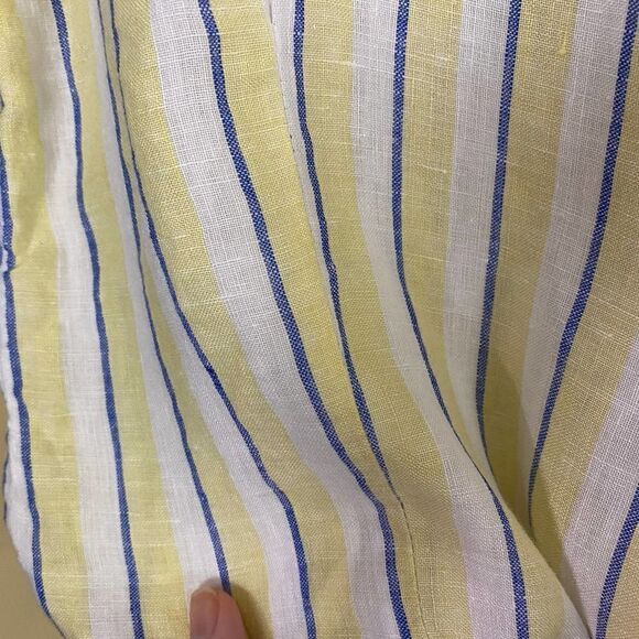 Rachel Zoe Linen Striped Tie Bottom Button Down Blouse Size Medium - Picture 3 of 5